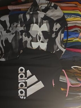 Under Armour Gray Camo Logo Tee + Adidas Black Logo Tee (Bundle)